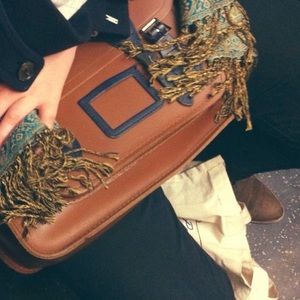 Brown and Navy 15” Cambridge Satchel